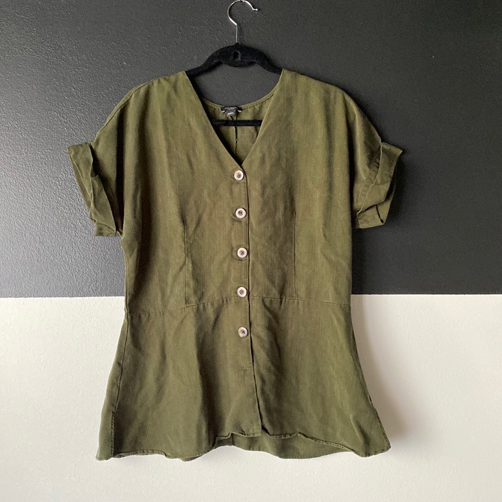 Ann Taylor Peplum Button Down Top